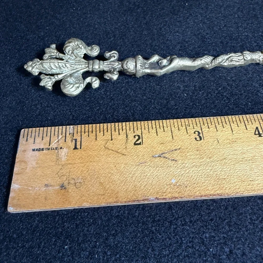 AntiqueBrass Cake Server Ornate Filigree Mermaid Fleur-de-lis Pastry Lifter‎ 10